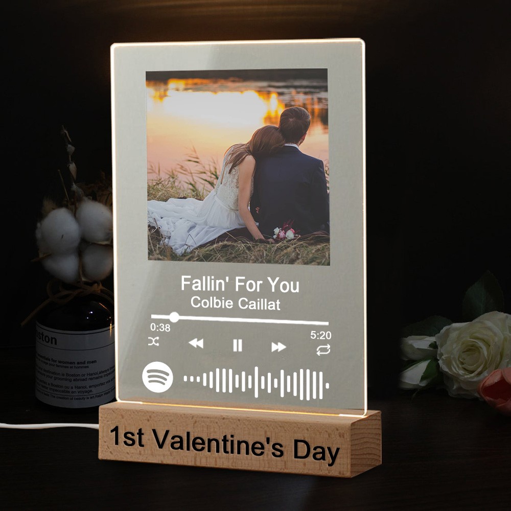 Personalised Photo Music Song Plaque Night Light Home Decor Valentine's Day Anniversary Couple Wedding Gift Ideas