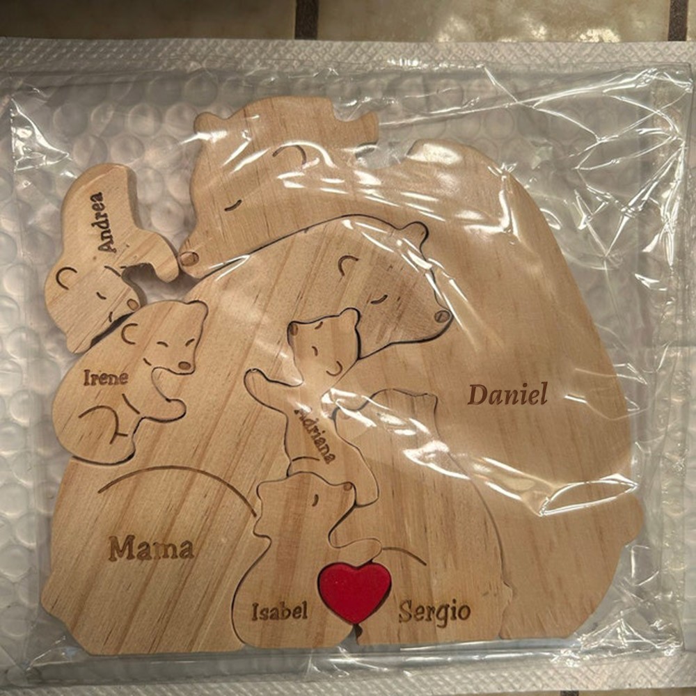 Custom Wood Bear Family Puzzle Keepsake Home Decor For Mother's Day Gift