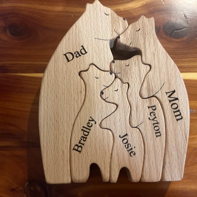 Custom Wood Bear Family Puzzle Keepsake Home Decor For Mother's Day Gift