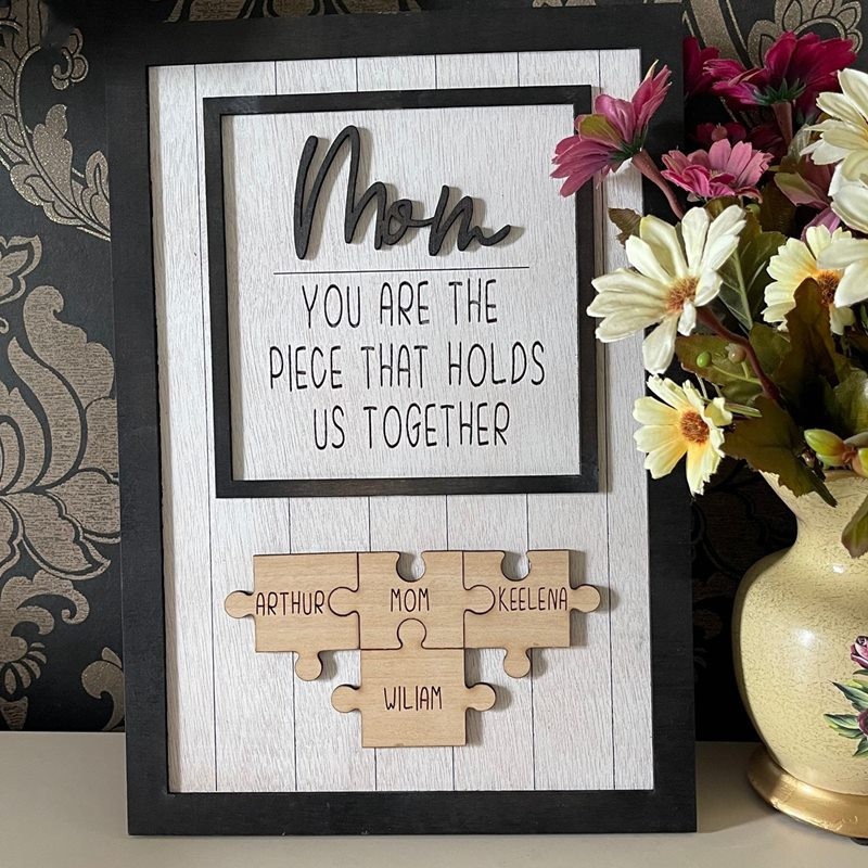 Personalised Mothers Day Gift Mum You Are The Piece That Holds Us Together Puzzles Pieces Name Sign Wall Decor