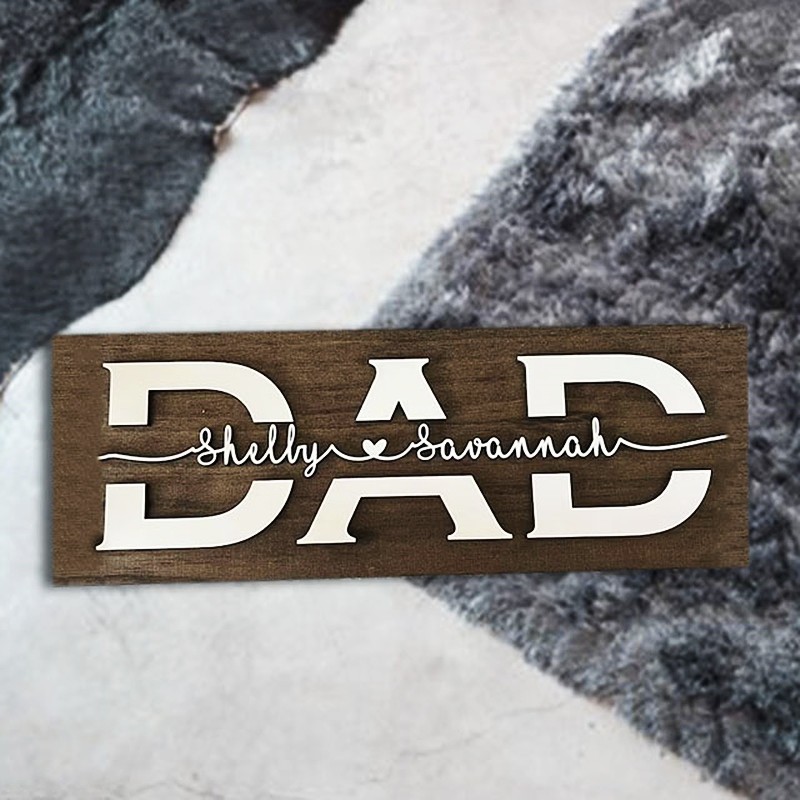 Personalised Dad Wood Sign Plaque With Name Engraving For Birthday Father's Day Christmas