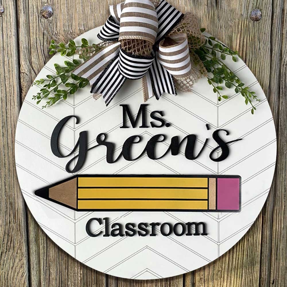 Personalised Wooden Teacher Classroom Door Hanger Back To School Welcome Sign