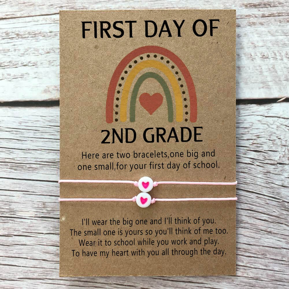 First Day of 2nd Grade Back to School Bracelet Mummy and Me Anxiety Separation Wish Gifts For Kid Set of 2