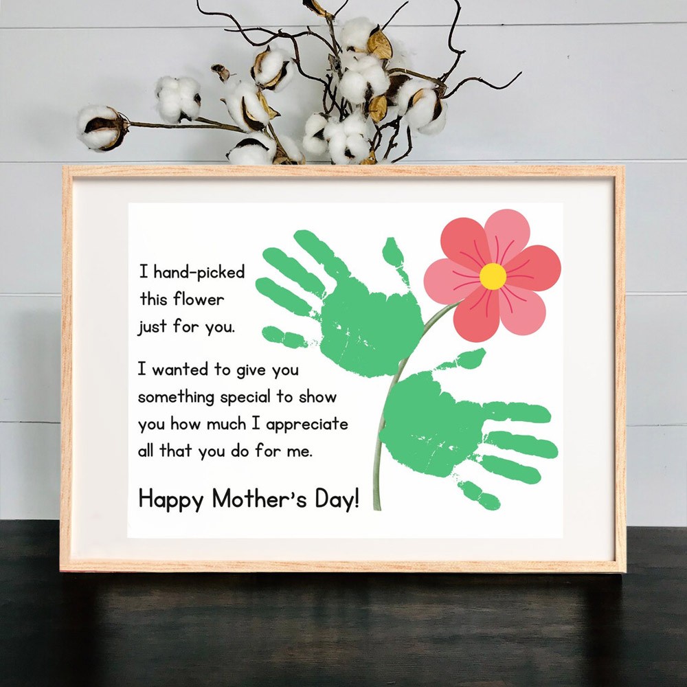 Personalised Mother's Day Flower DIY Handprint Art Craft Sign Gift From Kids For Mum Grandma