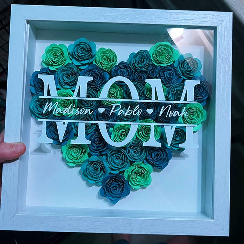 Personalised Mum Flower Shadow Box With Name For Mother's Day