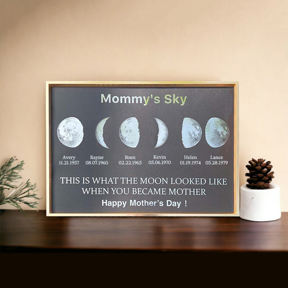 Custom Moon Phase Wood Sign Mummy's Sky Best Gift For Mother's Day