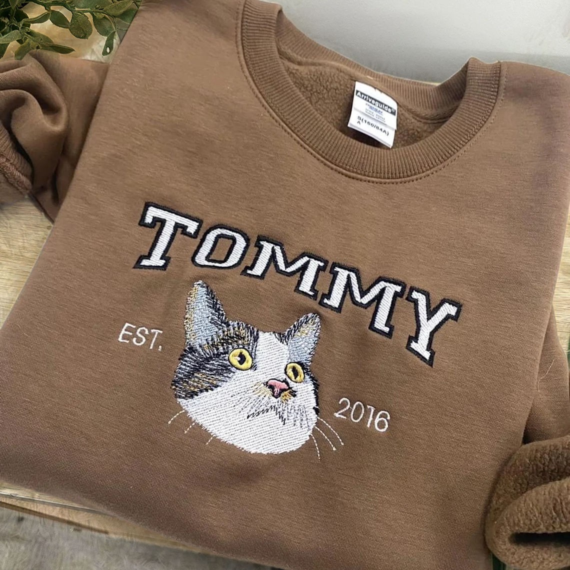 Personalised Embroidered Cat Dog Photo Sweatshirt Hoodie For Pet Lover Keepsake Gifts