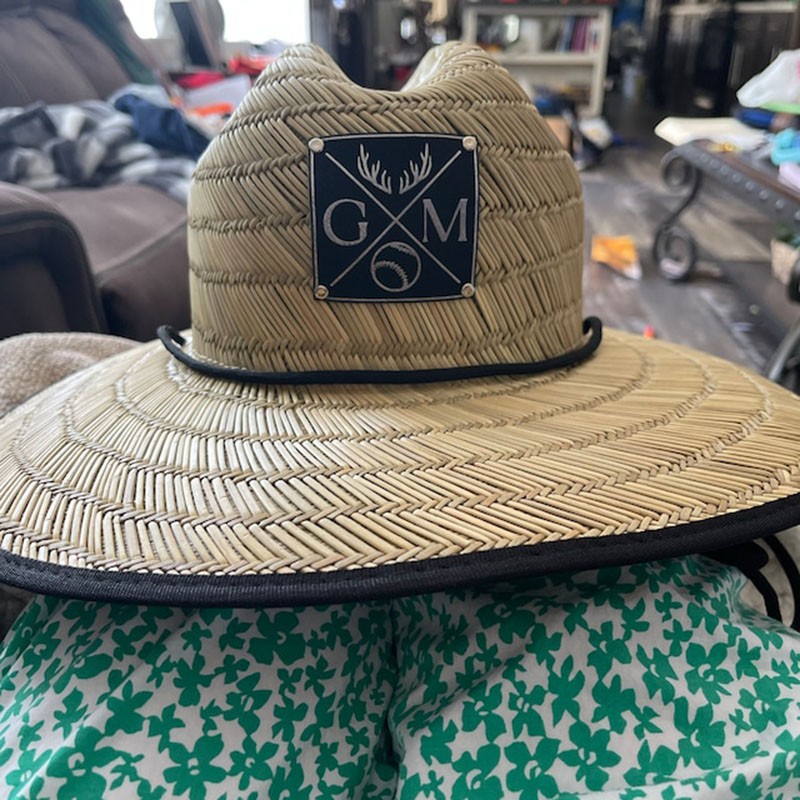 Customized Leather Patch Straw Hat with Name For Toddler Child Adult