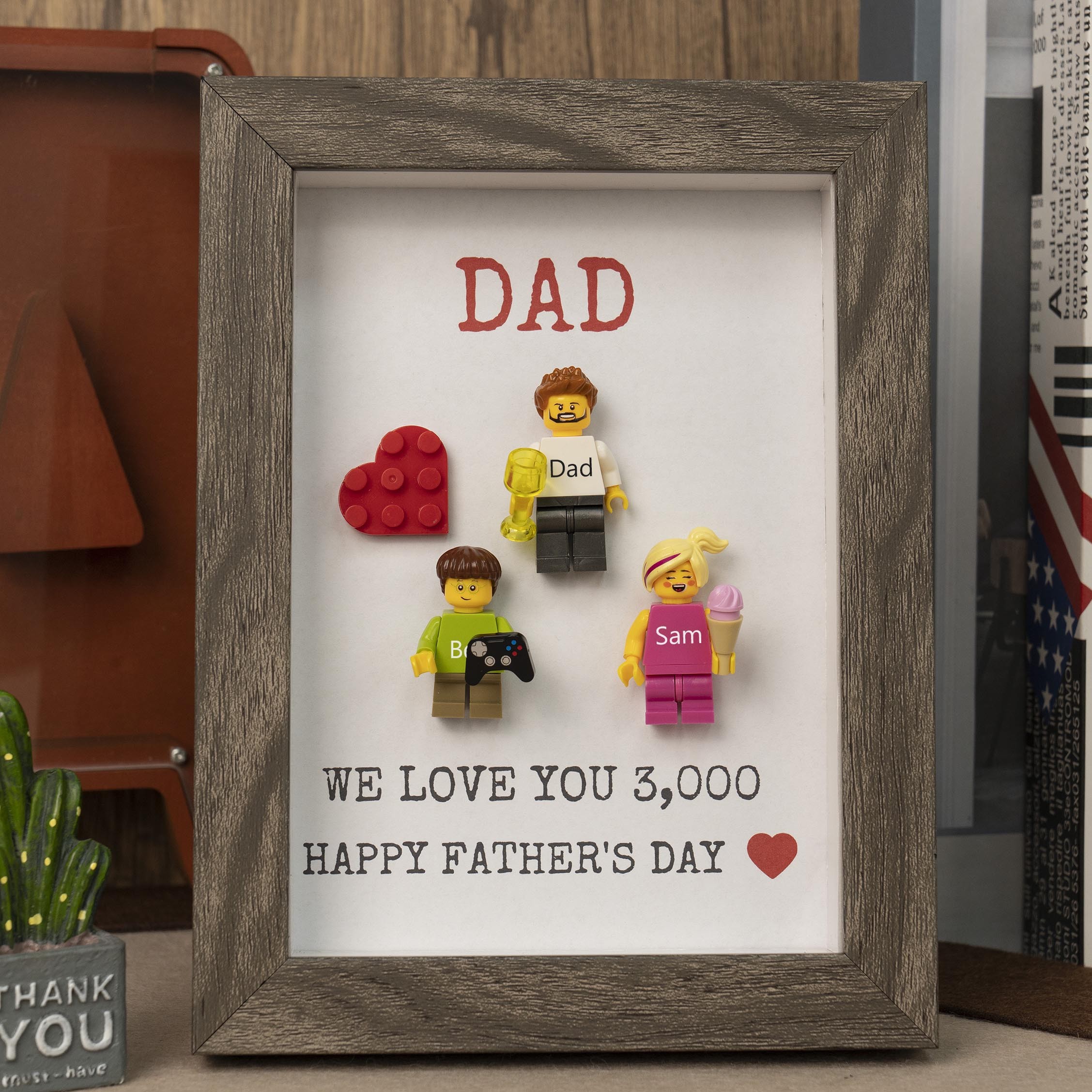 Personalised Tiny Name Figure With Frame For Father's Day Gift Ideas