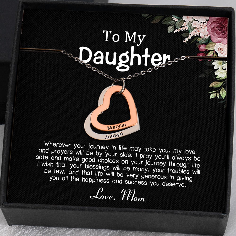 To My Daughter From Mum Personalised Heart Necklaces For Girl