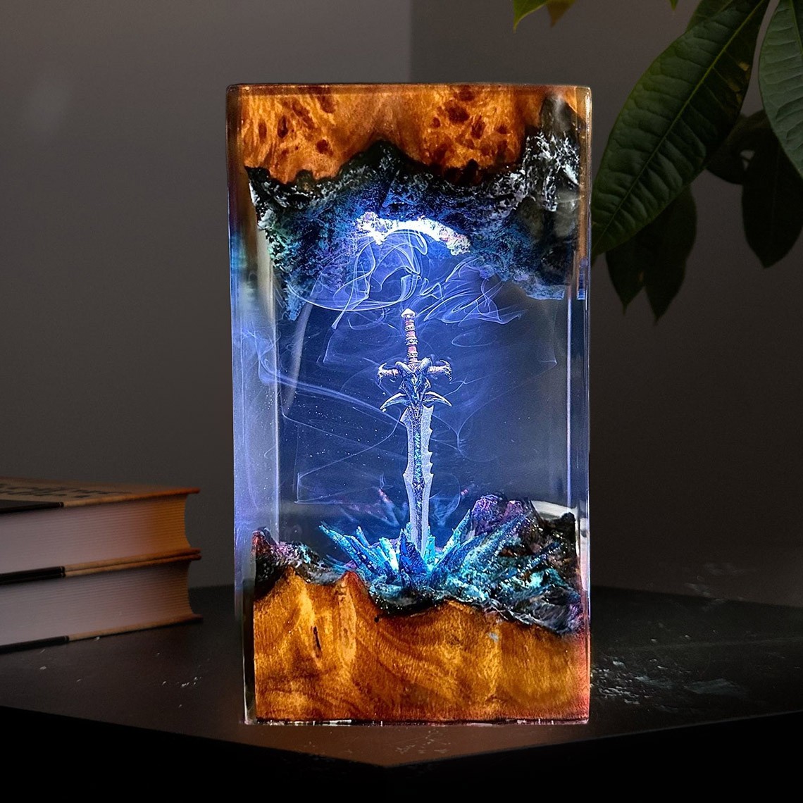 Sword Legend Resin Wood Lamp Handmade Gifts For Christmas
