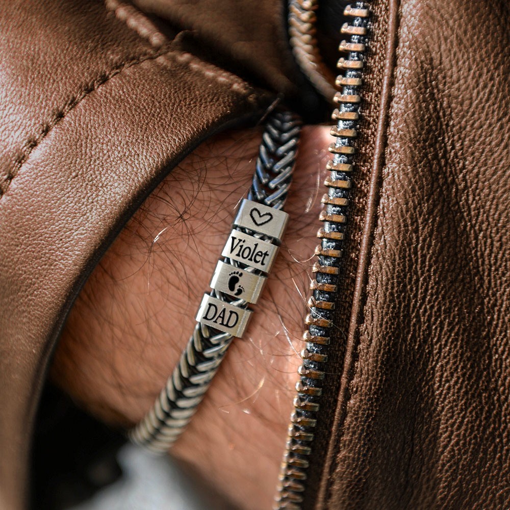 Personalised Men's Bracelet With Custom Beads Gift For Dad Husband Boyfriend