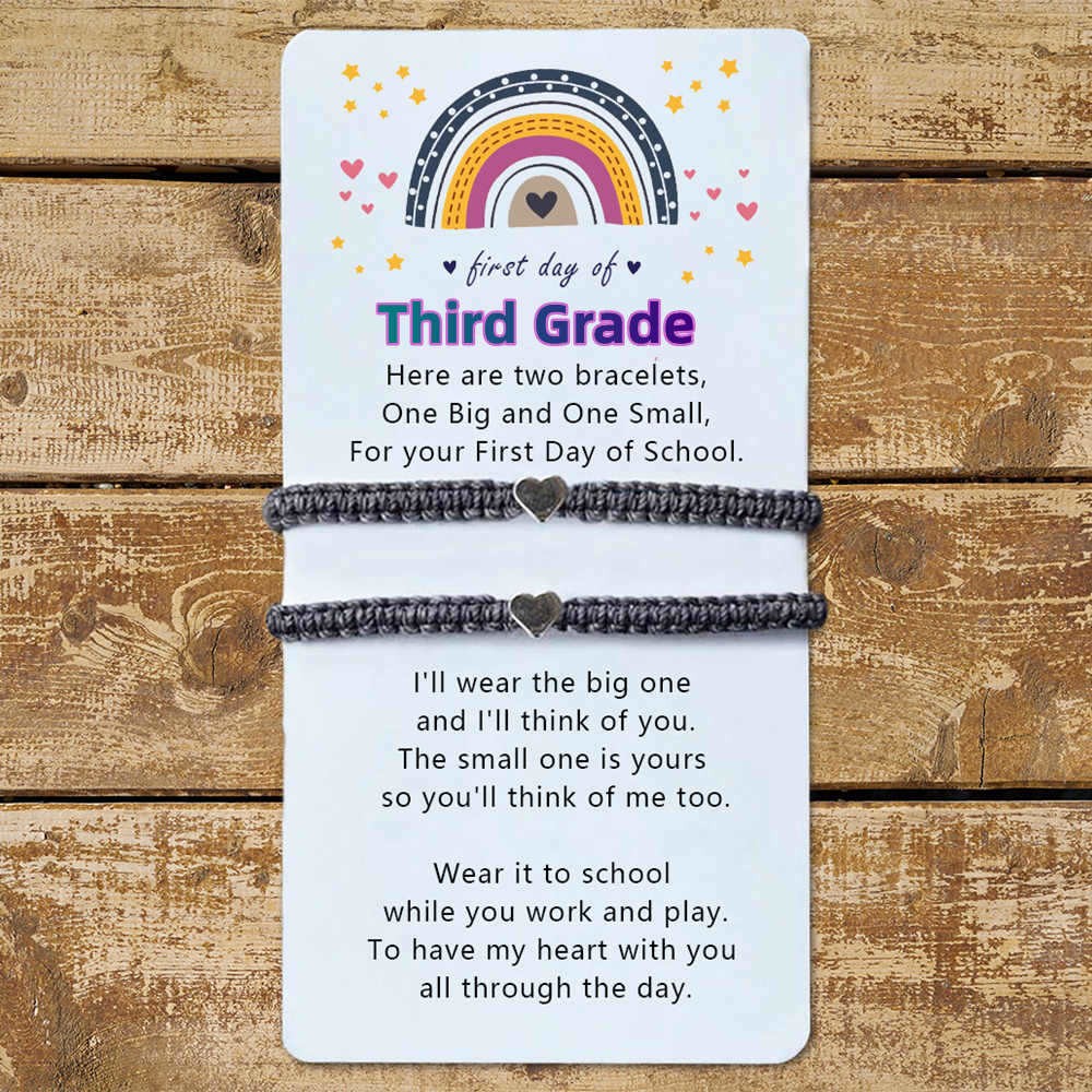 First Day of Third Grade Back to School Bracelet Mummy and Me Anxiety Separation Wish For Kid Set of 2