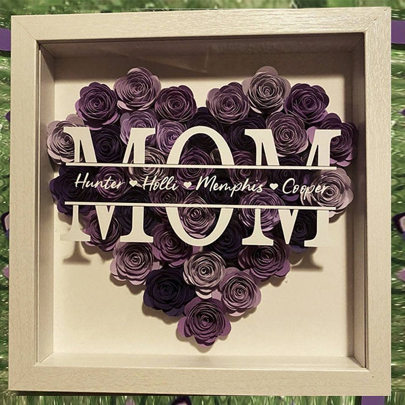 Personalised Mum Flower Shadow Box With Name For Mother's Day