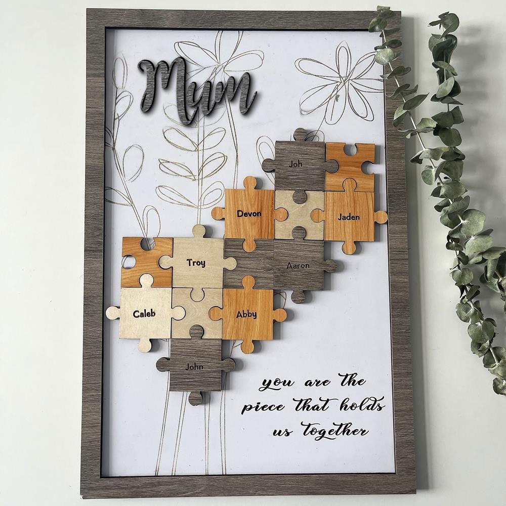 Personalised Mum Puzzle Pieces Sign For Mum Grandma Home Wall Decor You Are The Piece That Holds Us Together