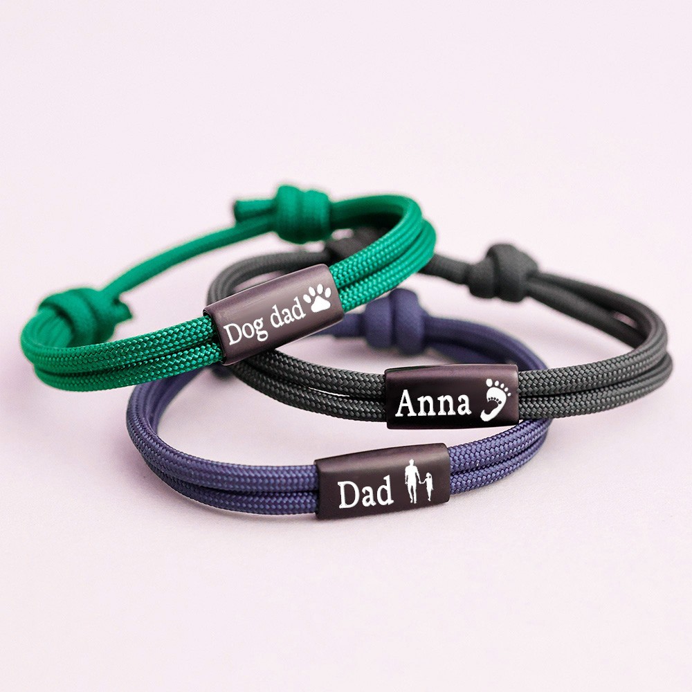 Personalised Men's Bracelet with Bead For Dad Father's Day Gift Ideas