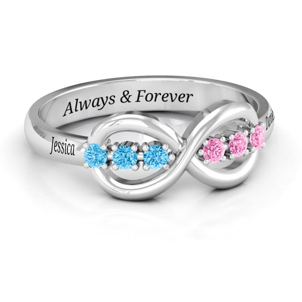 s925 Sterling Silver Eternity Personalized Birthstone Ring