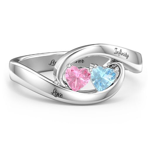 Pair of Hearts Infinite Birthstone Ring