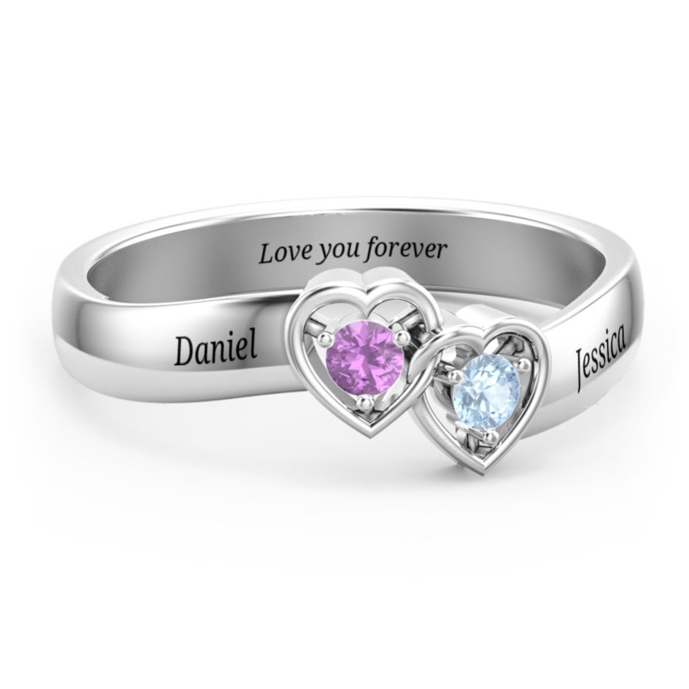 Double Interlocked Hearts Ring