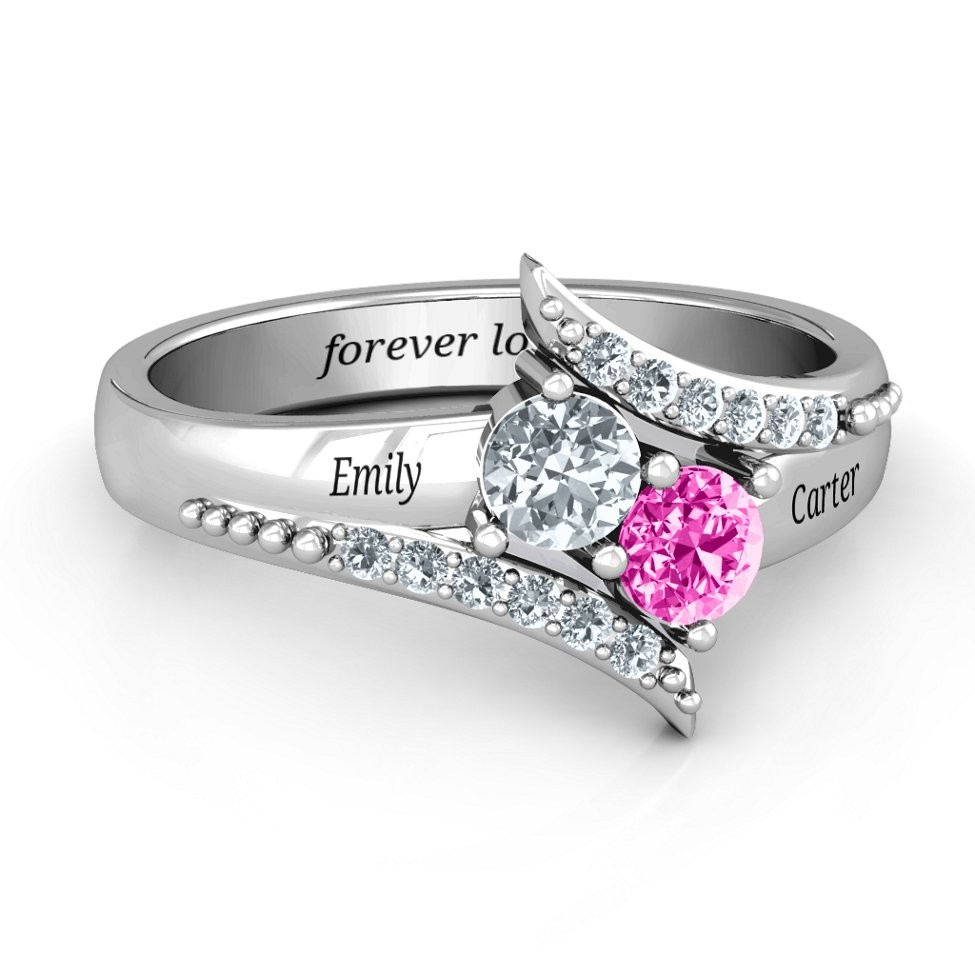 Personalised Birthstone Promise Ring With Engraving