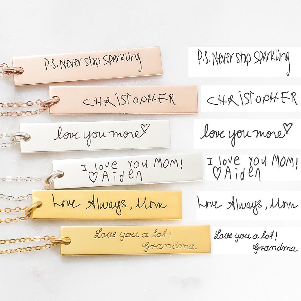 Personalised Handwriting Necklace | Vertical Bar Signature Necklace