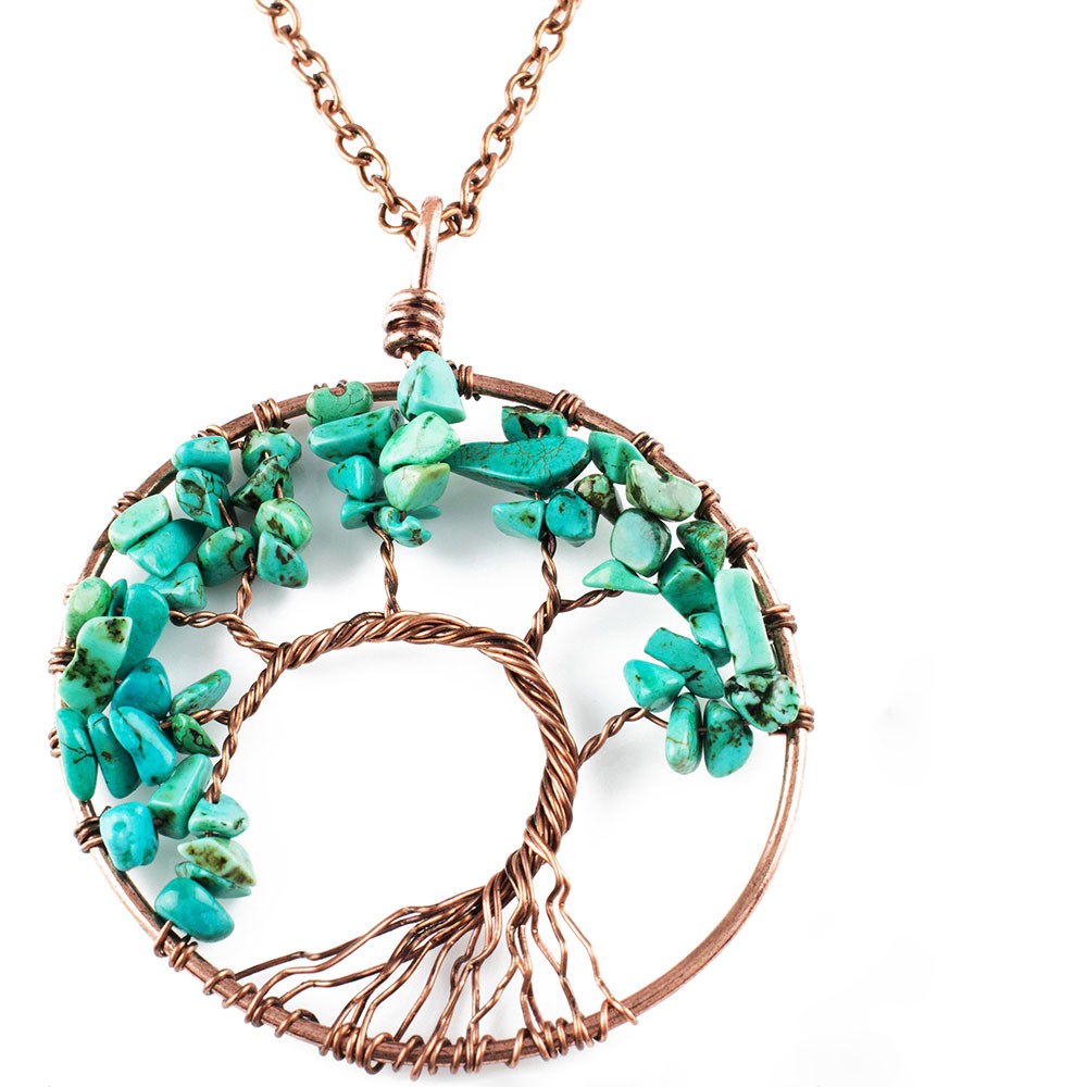 Tree Of Life Necklace Turquoise- Necklaces For Women Tree Of Life Necklace Copper"