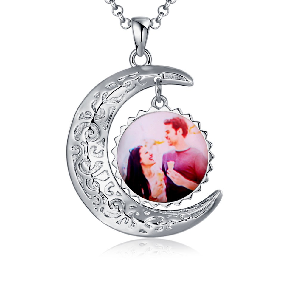 Personalised Photo Necklace Sun & Moon