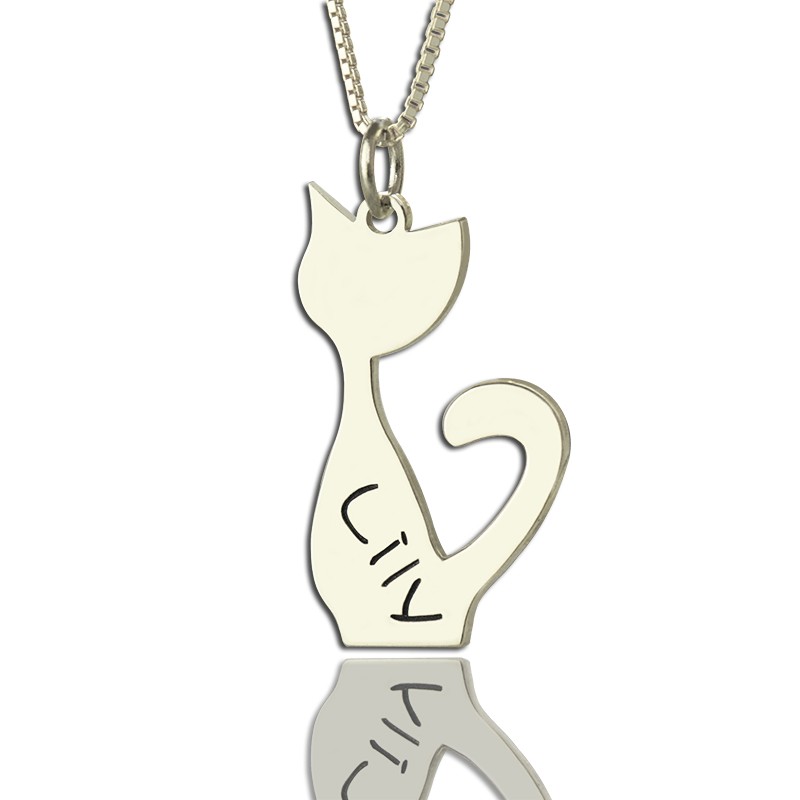Personalised Cat Name Charm Necklace