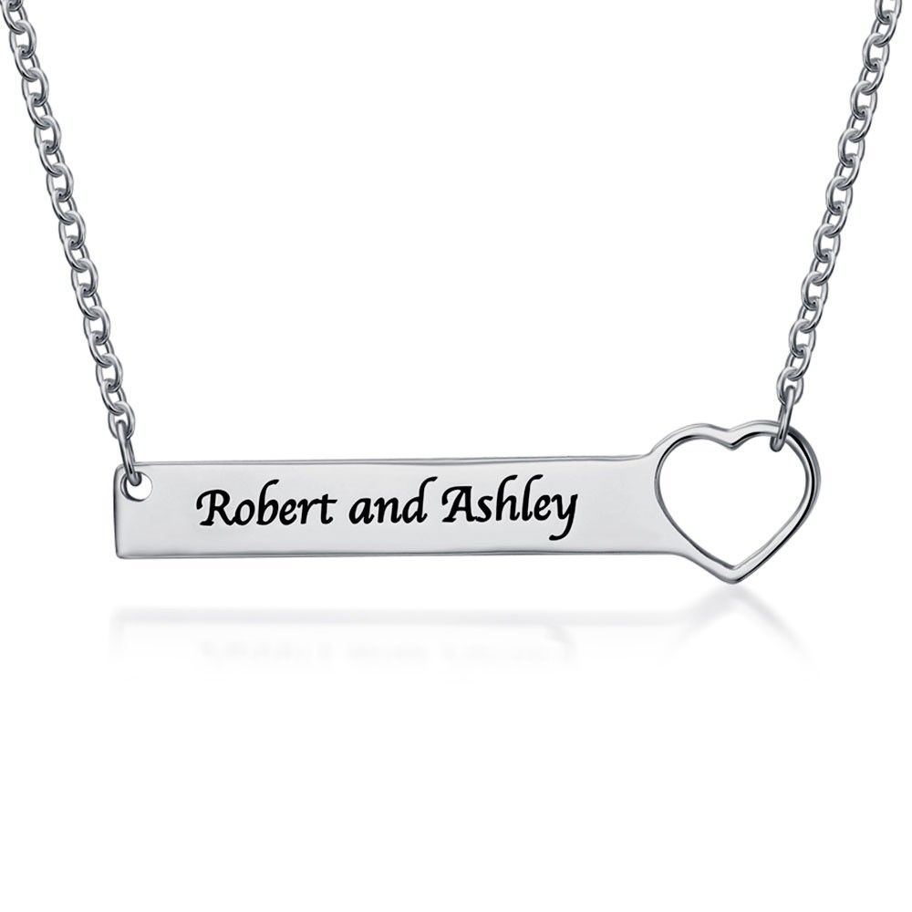 Personalised Coupon Name Necklace Bar Customized Necklace With Heart