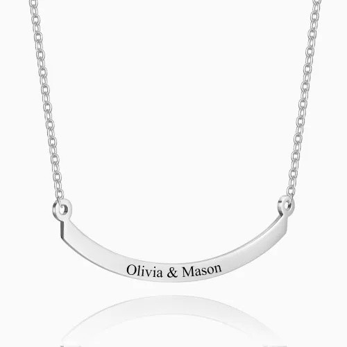 Personalised Couple Name Engraved Name Bar Necklace Gifts