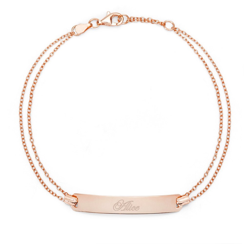 Engravable Name Bar Gold Plated Bracelet