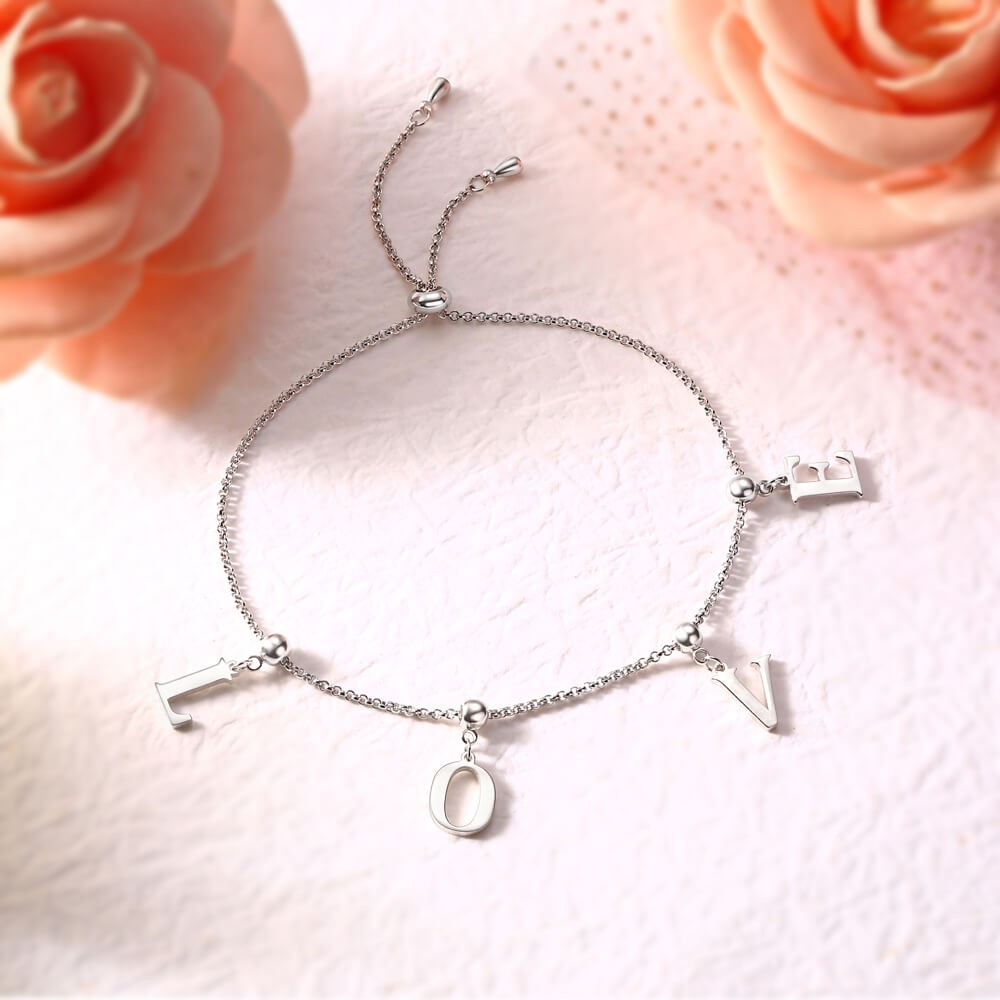 Personalised Initial Letter Name Bracelets with 1-7 Letters