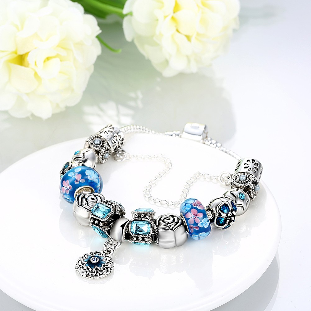 Blue Flowers Murano Glass