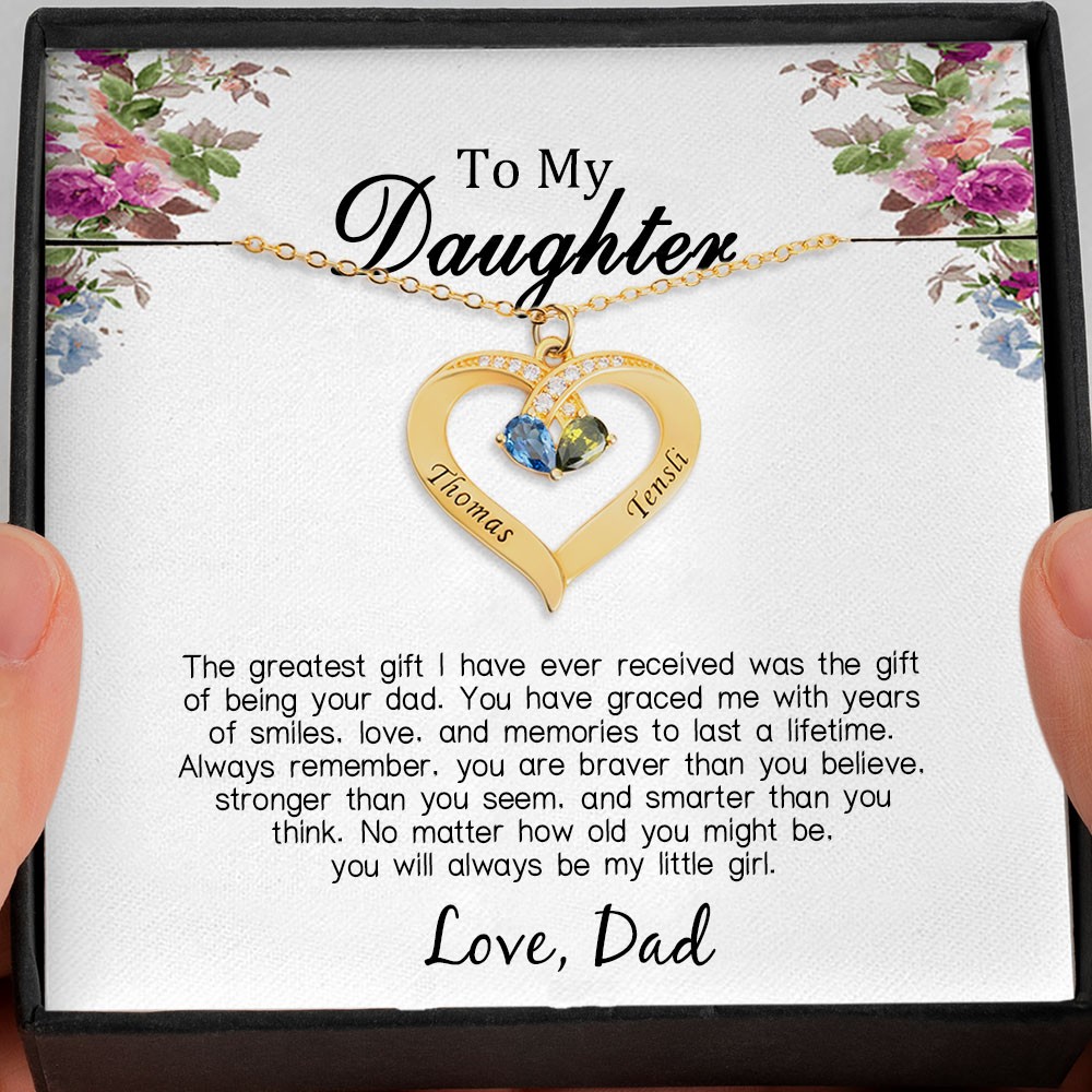 Personalised To My Daughter Heart Necklace From Dad For Little Girl