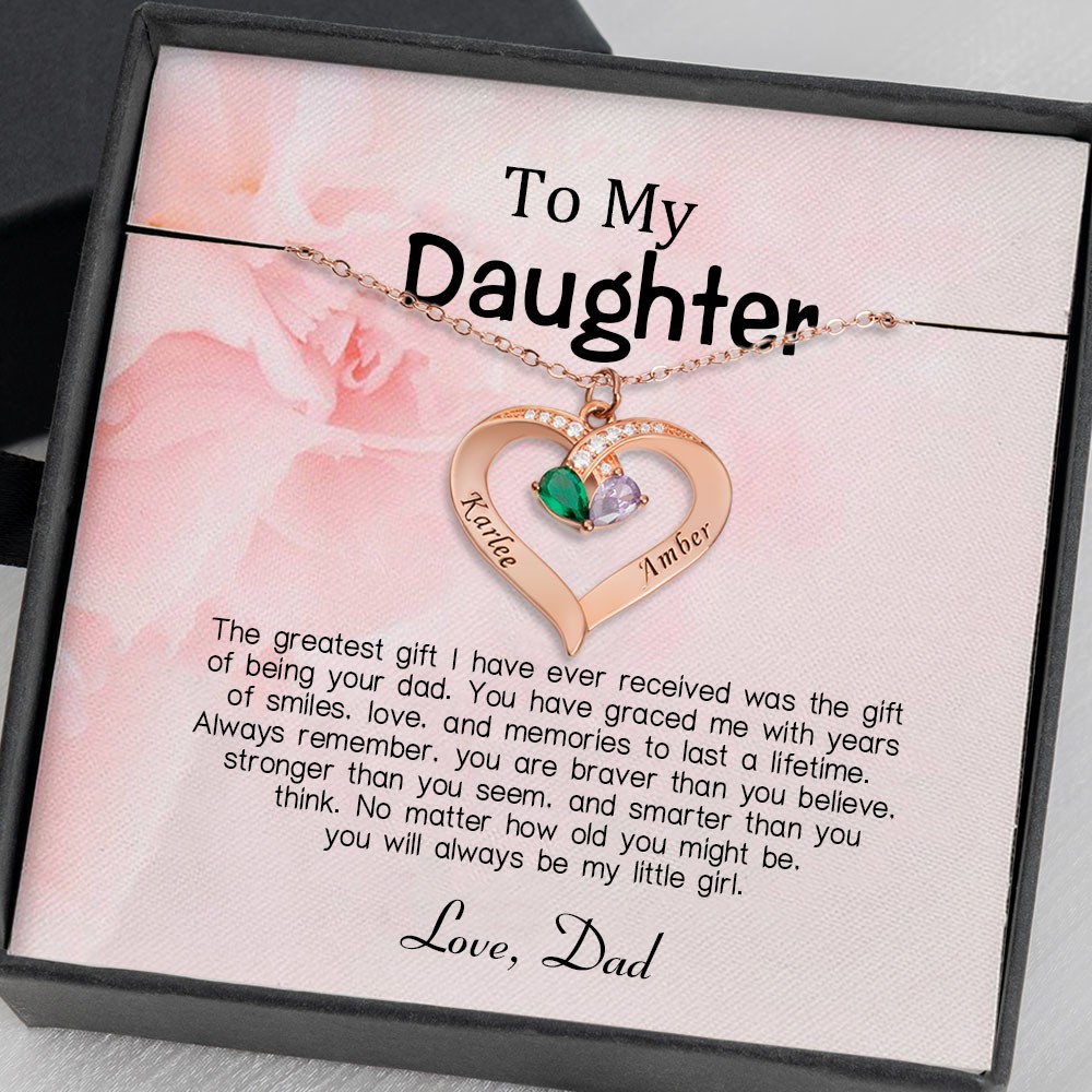 Personalised To My Daughter Heart Necklace From Dad For Little Girl