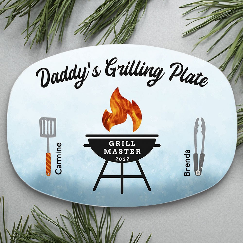 Personalised Barbecue Platter With Kids Name Daddy's Grilling Plate Father's Day