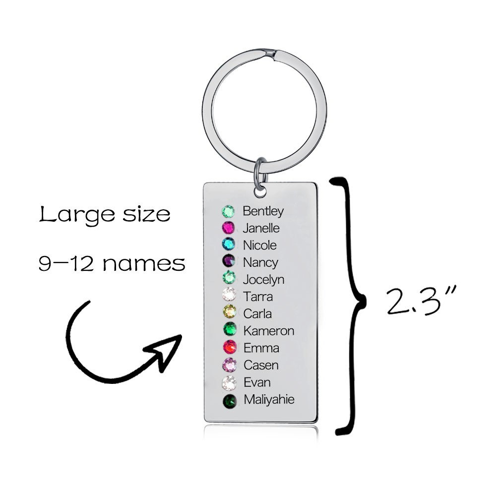Personalised 9-13 Engraving Names with Birthstone Key Chain Gift For Monther's Day 
