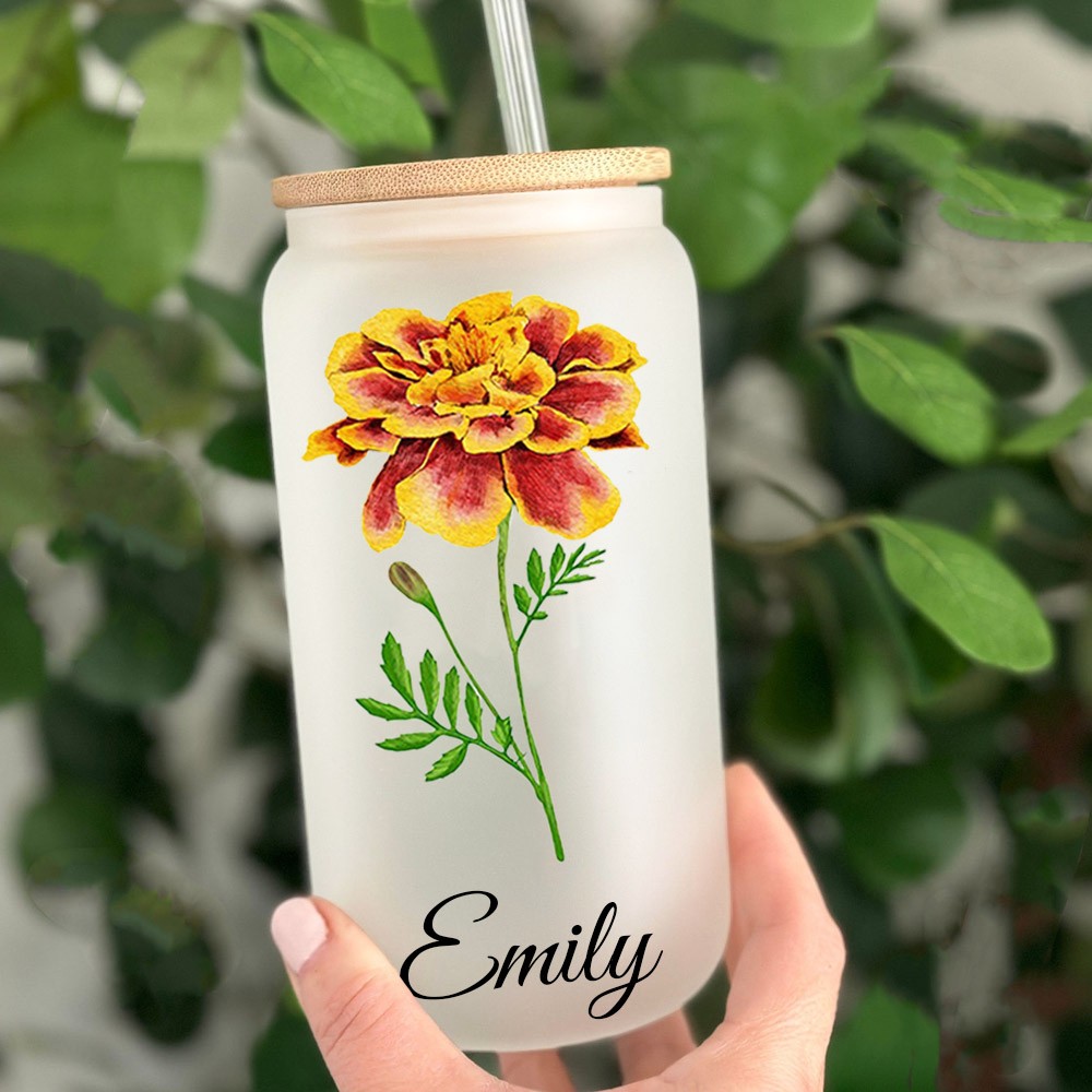 Personalised Birth Flower Tumbler For Her and Bridesmaid Bachelorette Party Gift