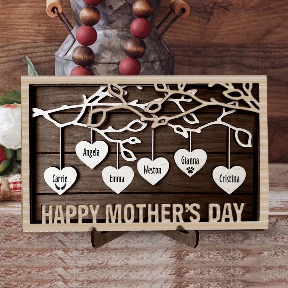 Personalised Family Tree Sign With Name Engraved Home Decor Anniversary Christmas Day Gift Ideas