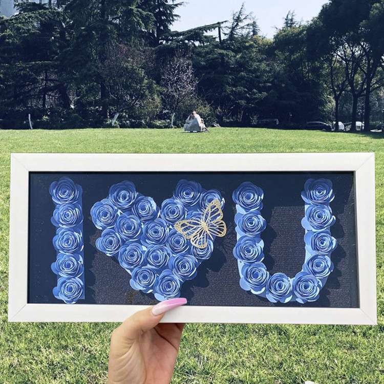 Personalised Flower Shadow Box For Wedding Anniversary Valentine's Day
