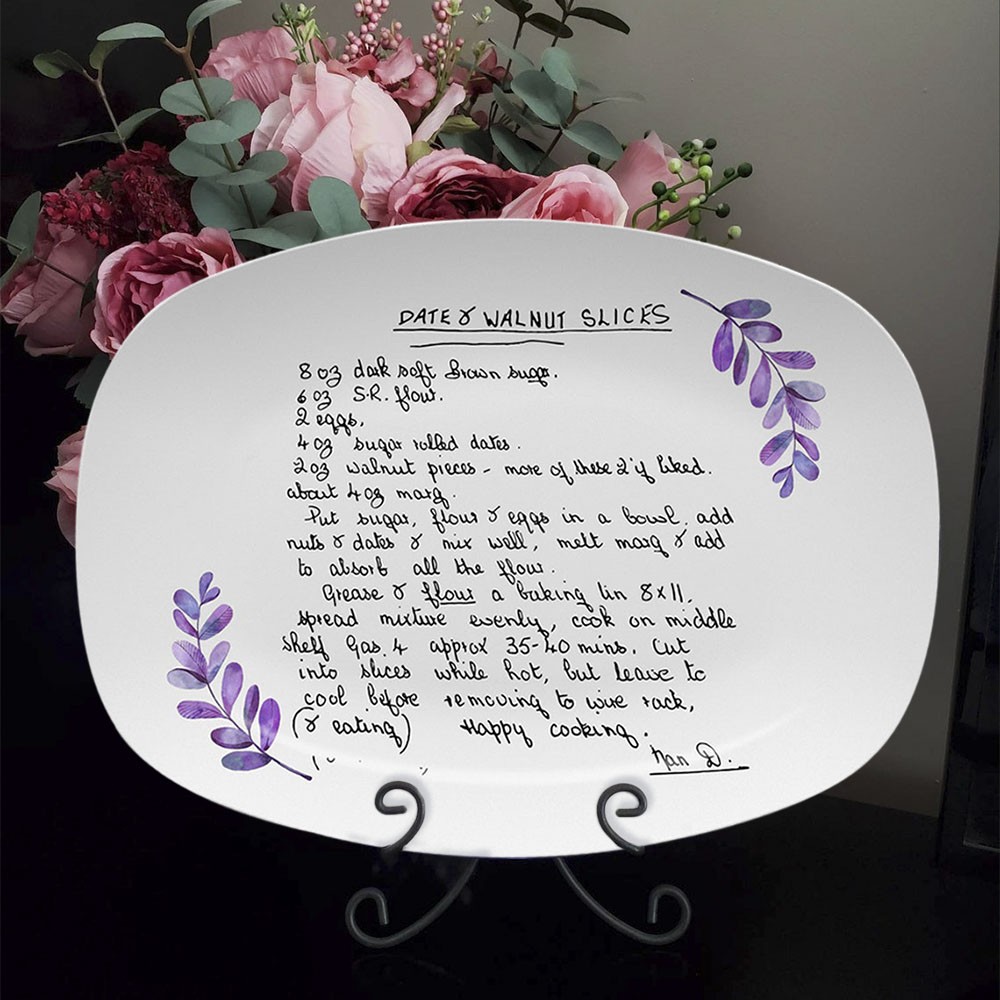 Personalised Handwritten Family Recipe Platter For Mum Grandma