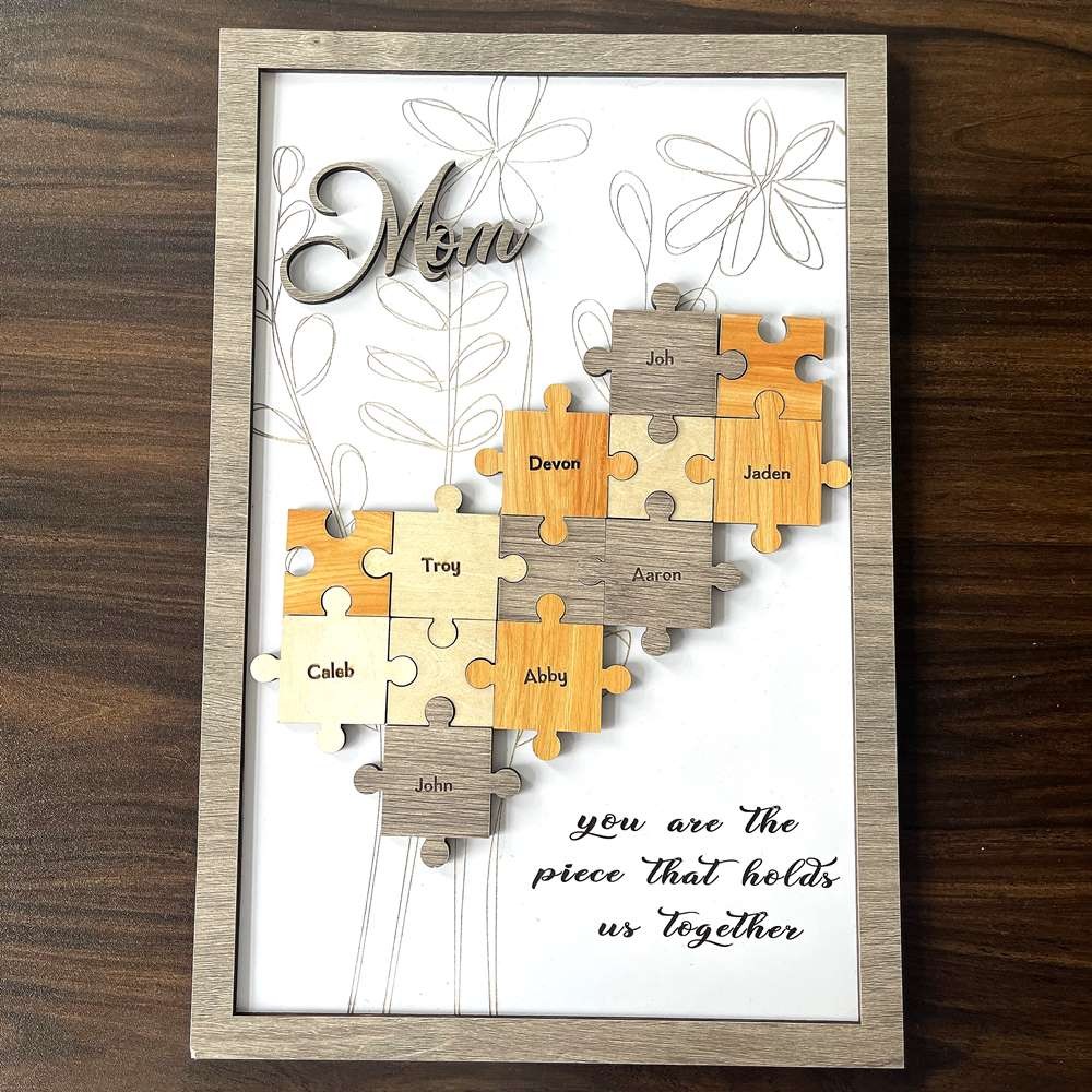 Personalised You Are The Piece That Holds Us Together Mum Puzzle Sign With Kids Names