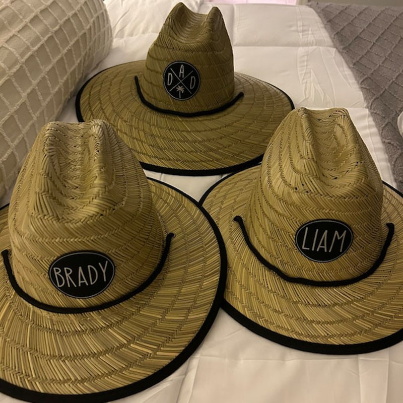 Customized Leather Patch Name Straw Hat with For Kids Adult