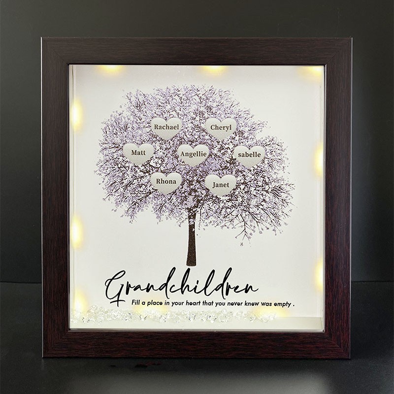 Personalised Family Tree Grandchildren Name Red Oak Frame Home Decor For Grandma