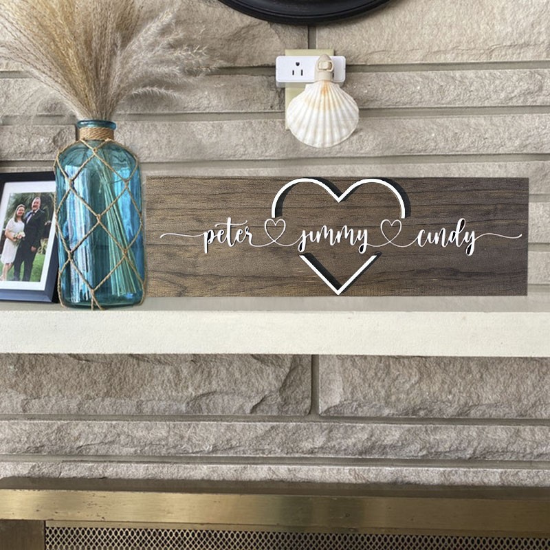 Personalised Name Wood Sign Plaque For Couple Family Mother's Day Christmas