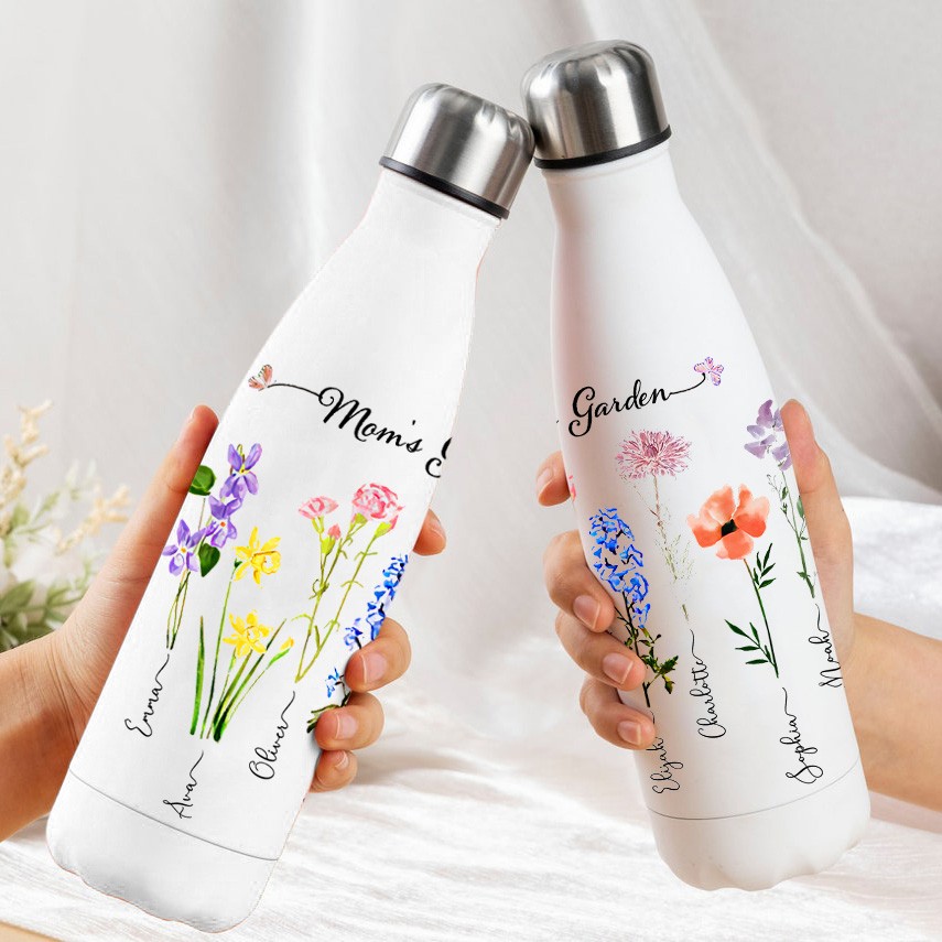 Personalised Mum's Garden Tumbler With Kids Name and Birth Month Flower For Mother's Day