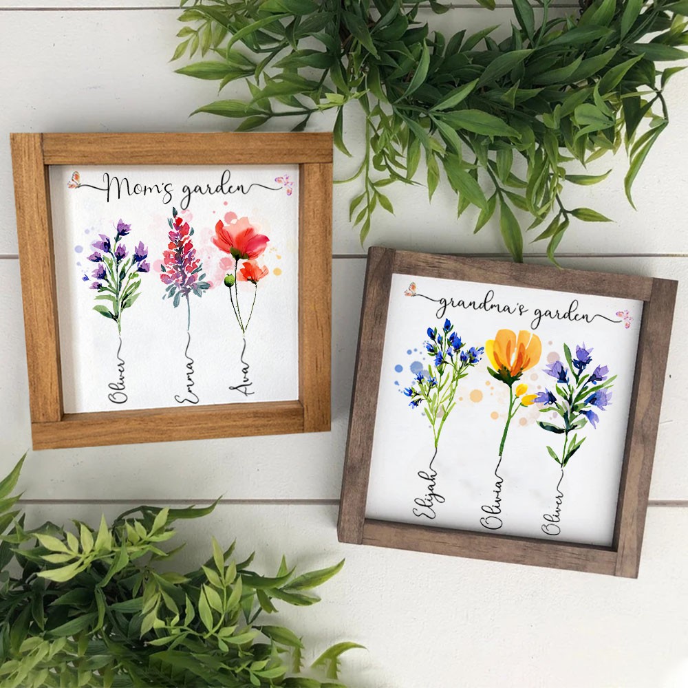 Personalised Birth Flower Frame With Kids Name For Mum Grandma Christmas Day Gift Ideas