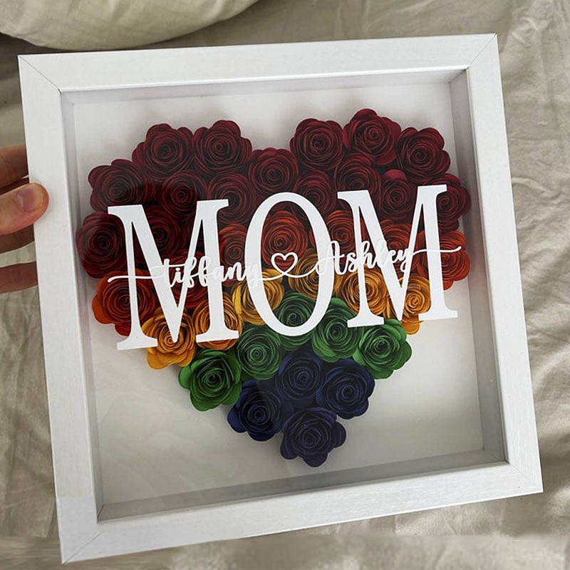 Personalized Mom Flower Shadow Box With Name For Mother's Day