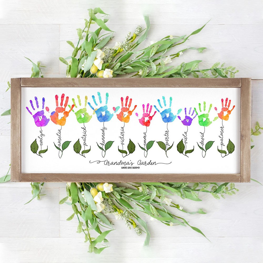 Personalised Mother's Day Flower DIY Handprint Art Craft Sign Gift From Kids For Mum Grandma