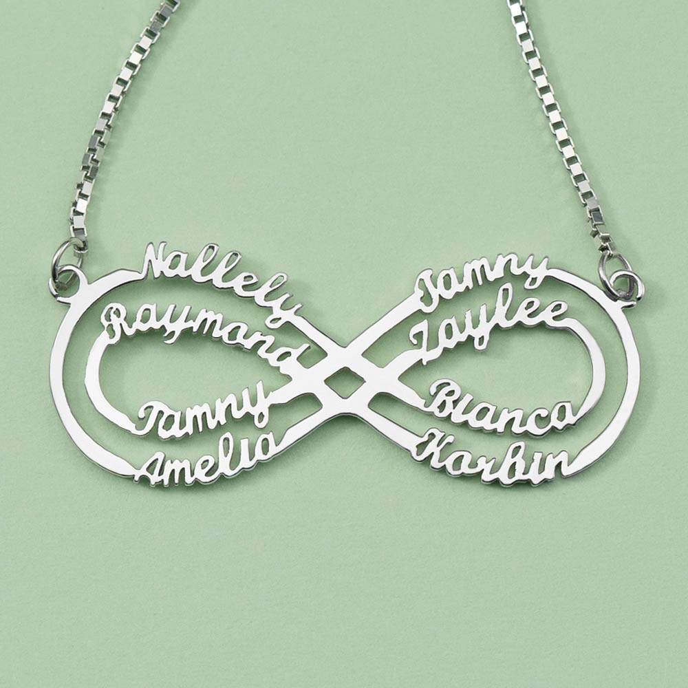Personalised Infinity Name Necklace with 1-8 Names